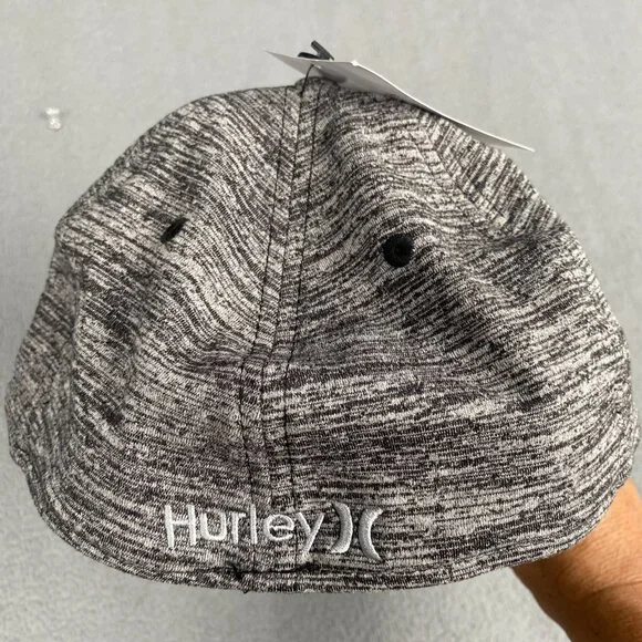 Hurley Hat Gray Baseball Cap Flex Fit S/M Beach Ocean Surf Waves Black Logo - Picture 3 of 11